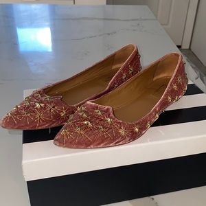 Aquazzura rose blush embellished flats